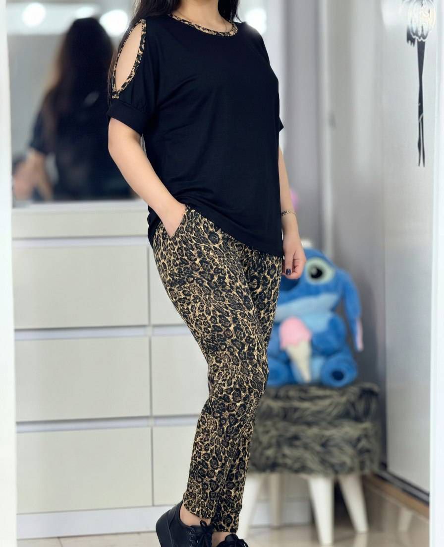 ست تیشرت شلوار پلنگی