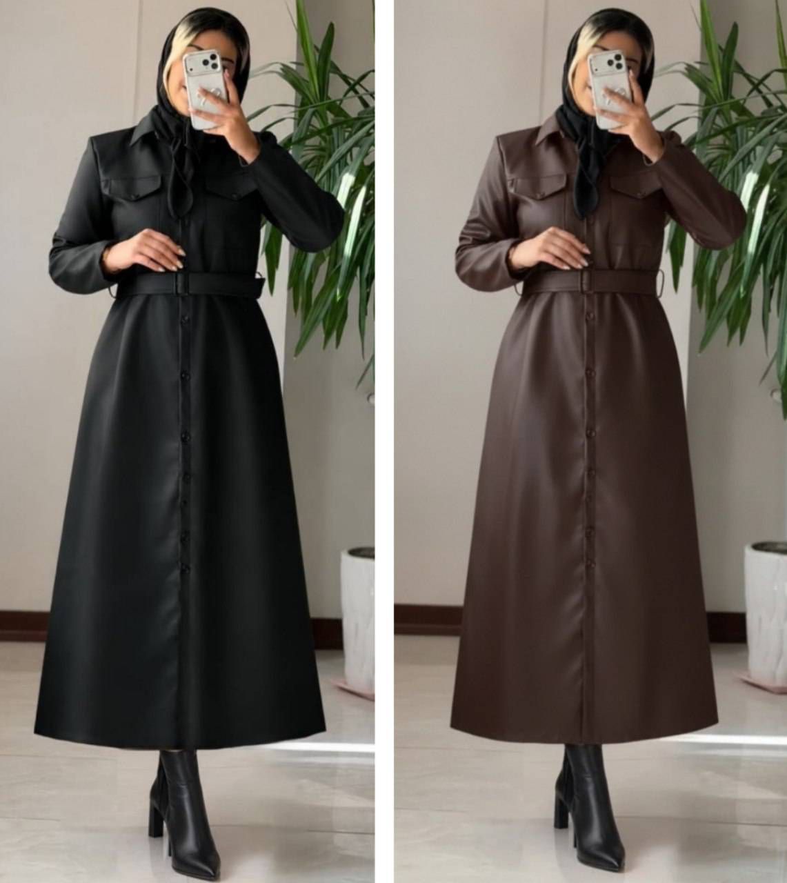 پالتو چرم بلند زنانه شیک و خاص