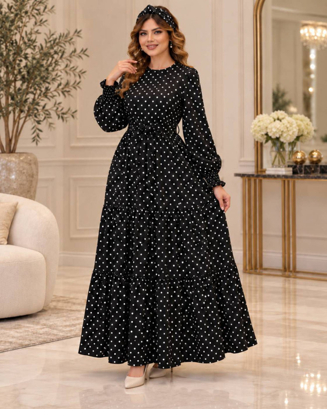 پیراهن بلند خال خالی