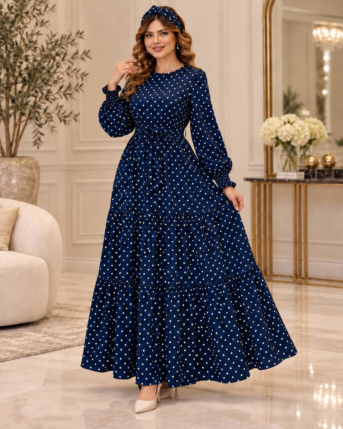 پیراهن بلند خال خالی