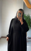 عبایی استین پِلیسه راحیل مجلسی سایز بزرگ
